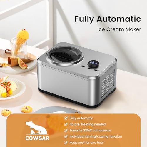 COWSAR IC3915SY 1.6 QUART ICE CREAM MAKER MACHINE - STAINLESS STEEL - Like New
