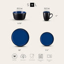 STONE LAIN ALBIE STONEWARE 32-PIECE MODERN DINNERWARE SET - BLUE AND BLACK - Like New
