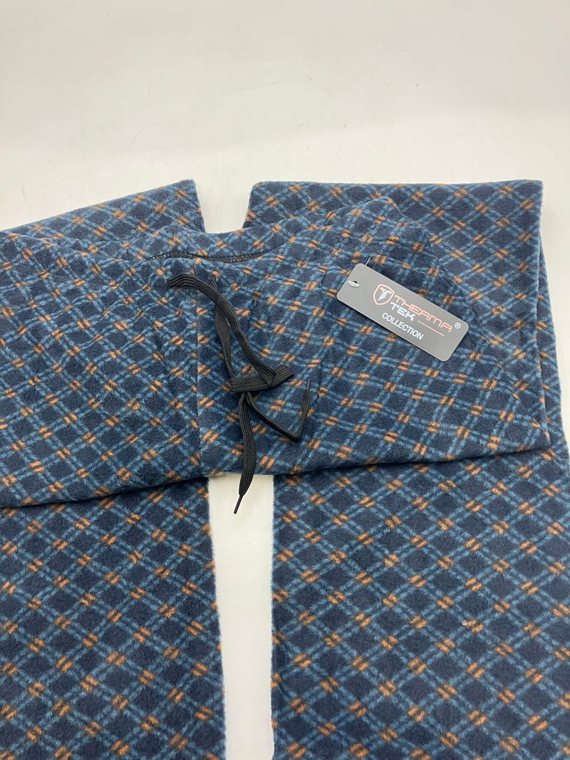 THEAMA TEK COLLECTION MEN'S SOFT FLEECE PAJAMA PANT - SIZE: M - BROWN/BLUE - Brand New