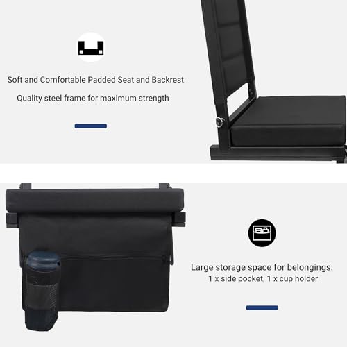 MAEYTAU STADIUM SEATS FOR BLEACHERS WITH BACK SUPPORT PORTABLE BLEACHER - BLACK - Like New
