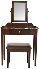 Crown Mark Iris Vanity Table/Stool, Espresso Finish - Brand New