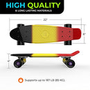 High Bounce Skateboard 22" Retro Mini Cruiser ABEC 7 Bearings PU Wheels - Black - Brand New