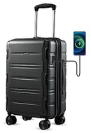 LUGGEX 20" CARRY ON LUGGAGE AIRLINE APPROVED PC HARD SHELL SUITCASE - BLUE - Like New