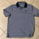 UNDER ARMOUR MEN'S PERFORMANCE STRIPE GOLF POLO - SIZE: MEN M - NAVY/LOGO-NAVY - Brand New