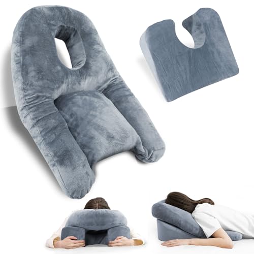 HOMCA FACE DOWN PILLOW MEMORY FOAM AND REMOVABLE COVER PL13 - DARK GRAY - Like New
