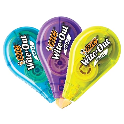 BIC WITE-OUT MINI CORRECTION TAPE 3/PACK WOTMP31-WHI - WHITE - Brand New