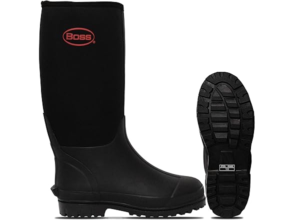 BOSS NEOPRENE BOOT WATERPROOF WORK RUBBER SOLE STEEL SHANK SIZE: MEN 8 - BLACK - Like New