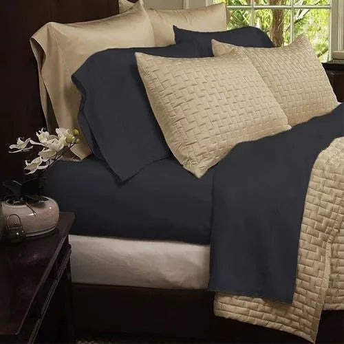 LUXURY HOME SUPER SOFT 4-PC RAYON FROM BAMBOO KING SHEET SET - BLACK - Brand New