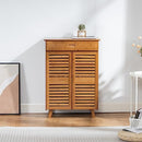 Suwoic 2 Doors Shoe Cabinet with 4 Tier Shoe Storage Cabinet Cross - Dark Brown - Brand New