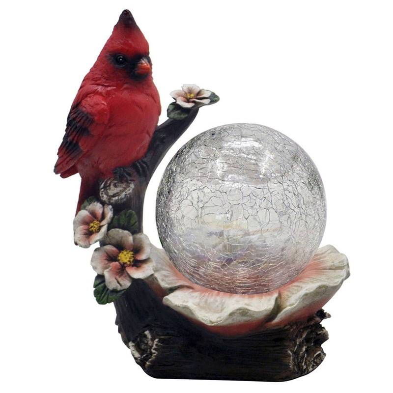 CC CHRISTMAS DECOR CARDINAL OUTDOOR GAZING BALL WITH CRACKLE GLASS - RED/BROWN - Like New