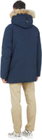 MACKAGE EDWARD-C 2-IN-1 DOWN PARKA, HOODED BIB, NATURAL FUR - SIZE 44 - NAVY Brand New