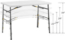 LIVING AND MORE 4FT HEIGHT ADJUSTABLE HALF FOLDING TABLE CARRYING HANDLE - WHITE - Like New