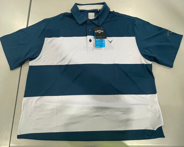 CALLAWAY SHORT SLEEVE OPTI-DRI COOLING POLO - SIZE: MEN XL - BLUE/WHITE - Like New