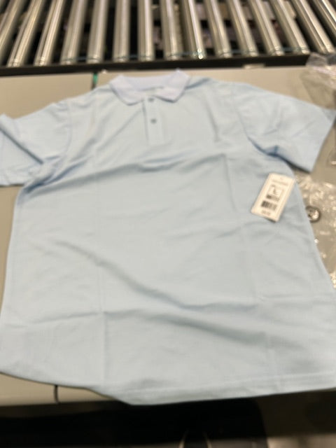 POLO AVENUE LARGE LIGHT BLUE SHORT SLEEVE POLO SHIRT - SIZE: MEN L - LIGHT BLUE - Brand New