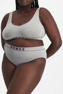 BONDS WOMEN'S SEAMLESS STRETCH RIB BRALETTE WITH V-NECK - SIZE: 2XL - GRAY MARLE - Brand New