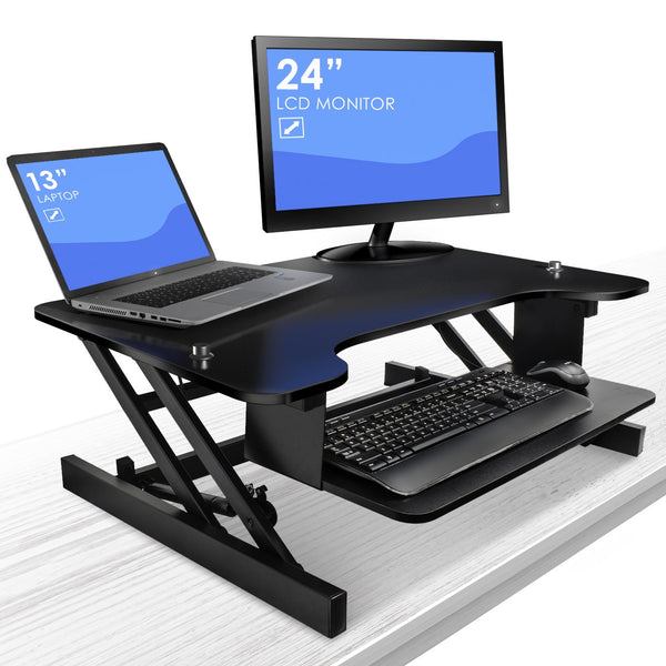 SORBUS SIT-TO-STAND MONITOR RISER DESK - BLACK - Like New