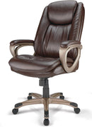 Realspace Treswell Bonded Leather Executive Chair 7377876 Brown/Champagne Like New