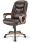 Realspace Treswell Bonded Leather Executive Chair 7377876 Brown/Champagne Like New