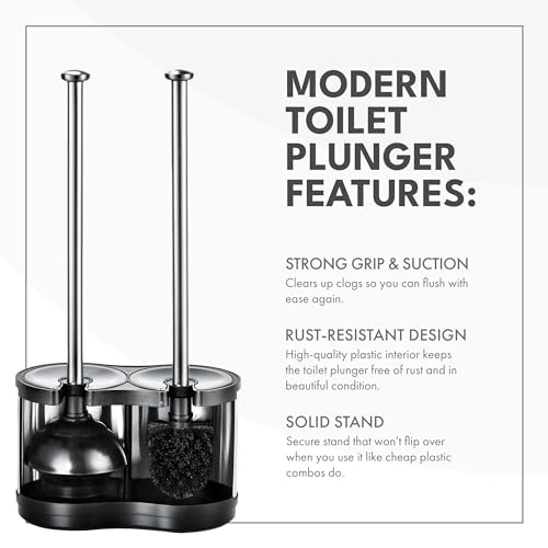 ToiletTree Products Modern Deluxe Freestanding Toilet Brush and Plunger Combo Like New