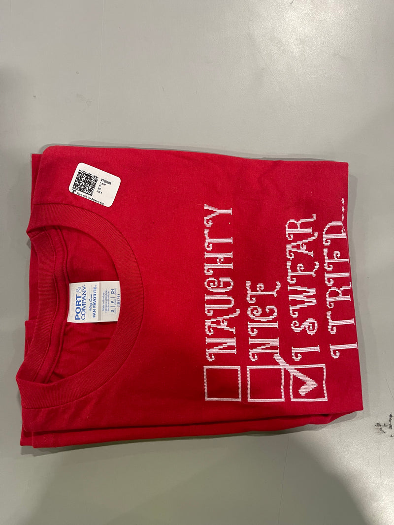 PORT&COMPANY KIDS CHRISTMAS T-SHIRT 100% COTTON - SIZE: YOUTH SMALL YOUTH - RED - Like New