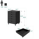 YITAHOME 5 Drawer Chest Mobile File Cabinet with Wheels Home Office - Black - Brand New