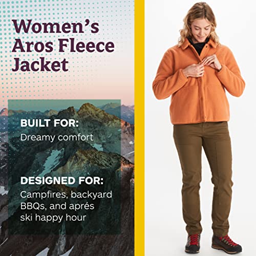 MARMOT WOMEN'S AROS BUTTON-UP JACKET SHERPA FLEECE RETRO STYLE SIZE M COPPER - Brand New