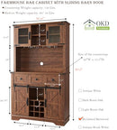 OKD 72" Farmhosue Bar Cabinet Sliding Barn Door Large Kitchen Buffet - Reclaimed - Like New