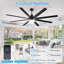 MATULSA 72 Inch Large Ceiling Fans Lights Remote/APP Control - Black - Like New