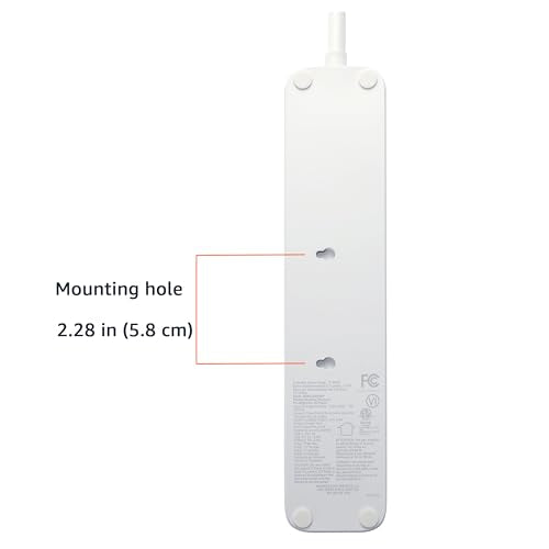 AMAZON BASICS RECTANGLE POWER STRIP 3 OUTLET 3 USB PORTS 5 FT CORD - WHITE - Like New