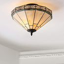JONATHAN Y Jasmine 2-Light Semi-Flush Mount 16" Tiffany Mosaic, Cream - Brand New