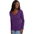 Hanes Womens Originals Long Sleeve Cotton V-Neck T-Shirt, Modern Fit - Violet L - Like New