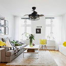 PARROT UNCLE 36" BENALLY INDUSTRIAL DOWNROD MOUNT CEILING FAN LIGHTING - BLACK - Brand New