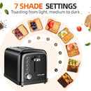 RAMJOY BLACK TOASTER 2 SLICE EXTRA WIDE SLOT TOASTER - BLACK - Brand New