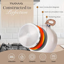 Nuovva 5pc Cream Granite Non-Stick Pots and Pans Set Induction Hob Cookware - Brand New