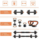 Dripex Adjustable Dumbbell Set 4 in 1 Barbell/Kettlebell/Push up 15KG Home Gym - Brand New