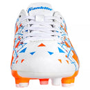 FRANKLIN SPORTS SOCCER CLEAT DESIGN HARD OUTSOLE SIZE: Y-11 - WHITE/ORANGE/BLUE - Like New