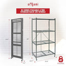 ORIGAMI 4 TIER FOLDING SHELVES STORAGE SHELVING RACK UNIT WITH WHEELS - GRAY - Like New