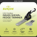 SUN JOE HJ604C 7.2-VOLT CORDLESS GRASS SHEARS TRIMMER CHARGER BATTERY - BLACK - Like New