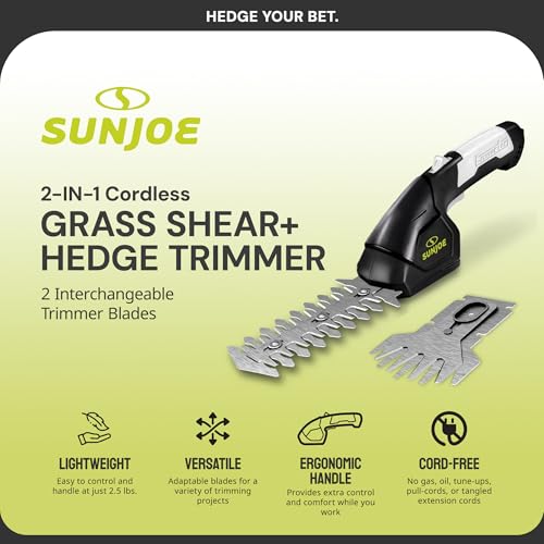 SUN JOE HJ604C 7.2-VOLT CORDLESS GRASS SHEARS TRIMMER CHARGER BATTERY - BLACK - Like New
