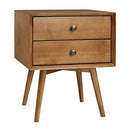 Walker Edison Mid Century Modern Wood Nightstand Side Table 2 Drawer - Caramel - Like New