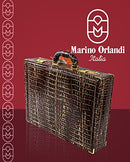Marino Orlandi Men's Large Italian Designer Viceroy Briefcase - Mocha Alligator - Brand New