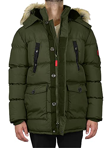 GALAXY BY HARVIC MEN'S HEAVYWEIGHT PARKA WINDBREAKER POLYESTER WATER OLIVE LT - Brand New