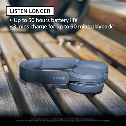 Sony WH-CH520 Wireless Headphones Bluetooth On-Ear Headset with Microphone - Blue New