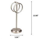 HOME MART GOODS DOUBLE RING FINGERTIP TOWEL HOLDER WITH HEAVY BASE, SATIN NICKLE - Brand New