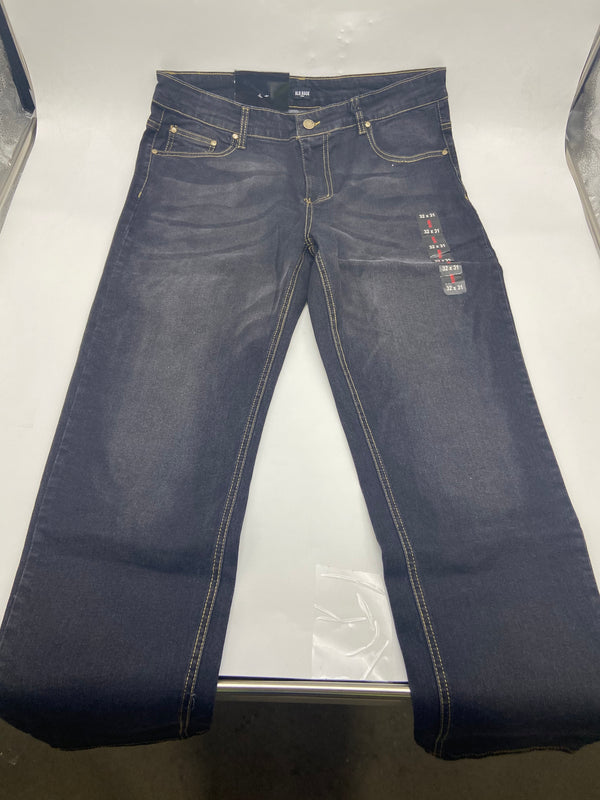 BLU ROCK MEN'S CASUAL FLEX STRETCH SLIM STRAIGHT JEANS - SIZE: 32X31 - JET BLACK - Brand New