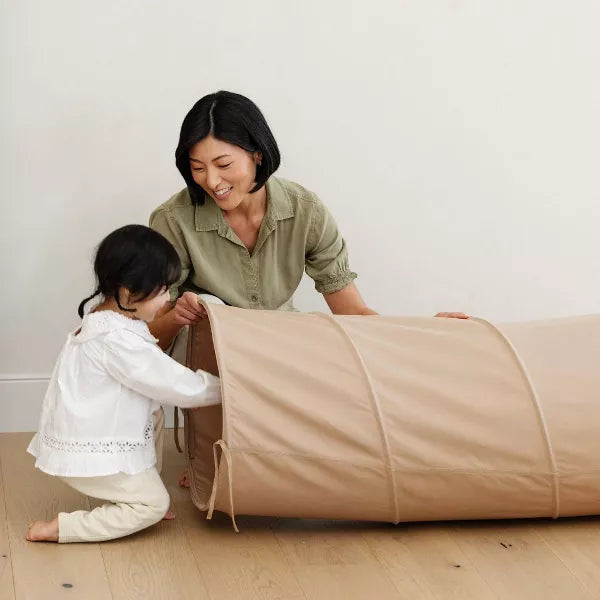 ROLLIC PLAY TUNNEL - SAND: CREATIVE THINKING STEEL FRAME TENTS FOR AGES 3+ - TAN - Like New