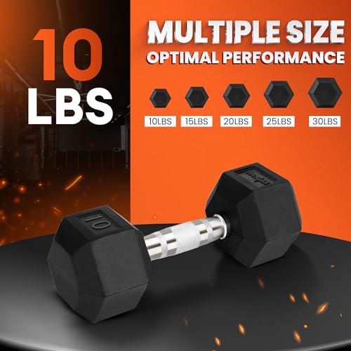 YES4ALL CHROME GRIP ENCASED HEX DUMBBELLS 10LBS WITH ANTI-SLIP SINGLE - BLACK - Like New