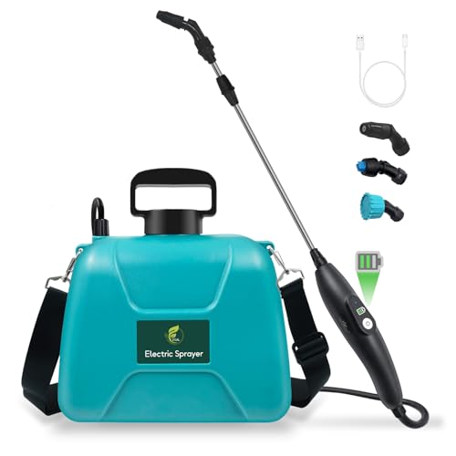 GIFTSFALOY 2G GALLON BATTERY POWERED GARDEN SPRAYER, 3 NOZZLES, STRAP - BLUE - Like New