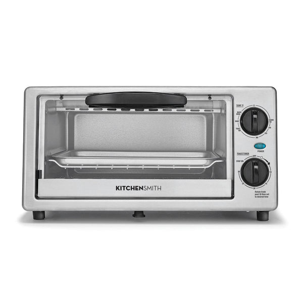 KITCHENSMITH BY BELLA TOASTER OVEN STAINLESS STEEL SMALL TOASTER - SILVER - Like New