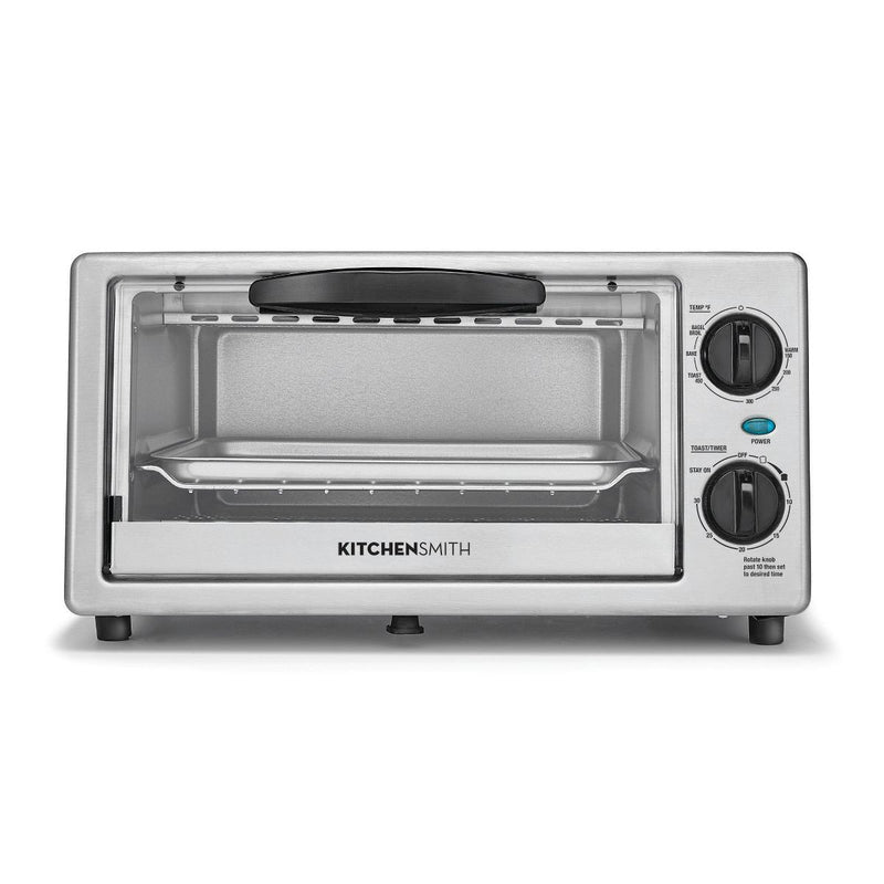 KITCHENSMITH BY BELLA TOASTER OVEN STAINLESS STEEL SMALL TOASTER - SILVER - Like New